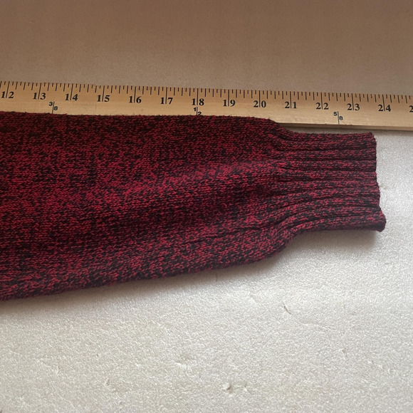 Vtg Y2K Lauren Ralph Lauren Sweater Women XL Red Black Cowl Neck Marled Pullover - Picture 8 of 14
